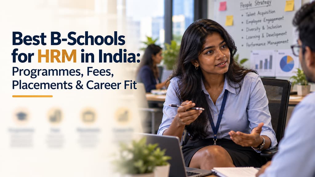 Best B-Schools for HRM in India – HR professional discussing programmes, fees, placements and career fit