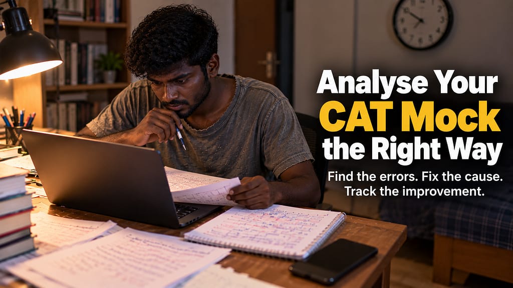 CAT mock test analysis by a student reviewing errors and performance