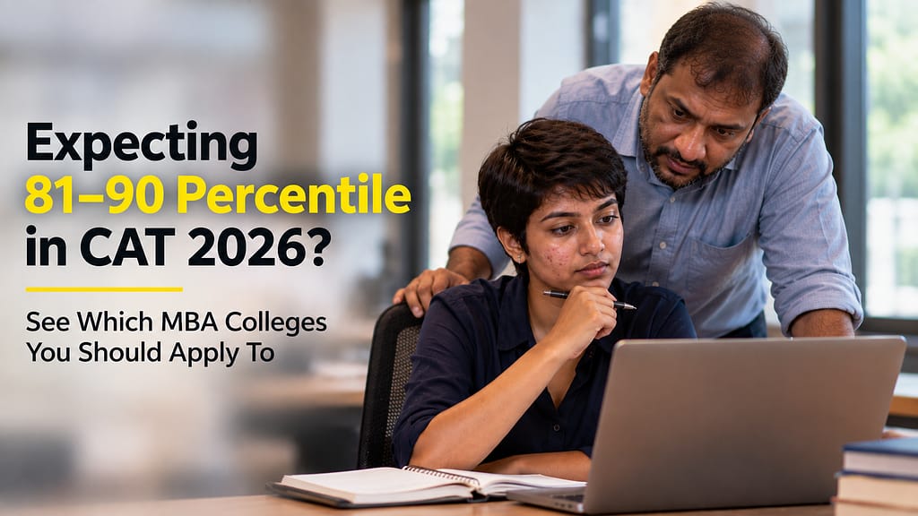 MBA colleges for 81–90 percentile in CAT 2026 – student discussing college options with a mentor