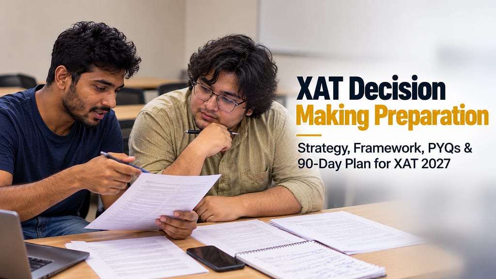 XAT Decision Making preparation for XAT 2027 with two students discussing a case study
