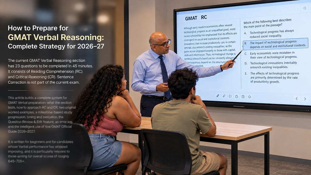 GMAT Verbal Reasoning preparation with mentor teaching Reading Comprehension to students