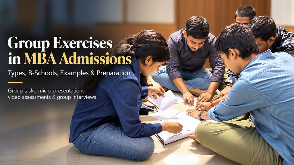 Group exercises in MBA admissions: Indian MBA aspirants collaborating on a group task to demonstrate teamwork and decision-making