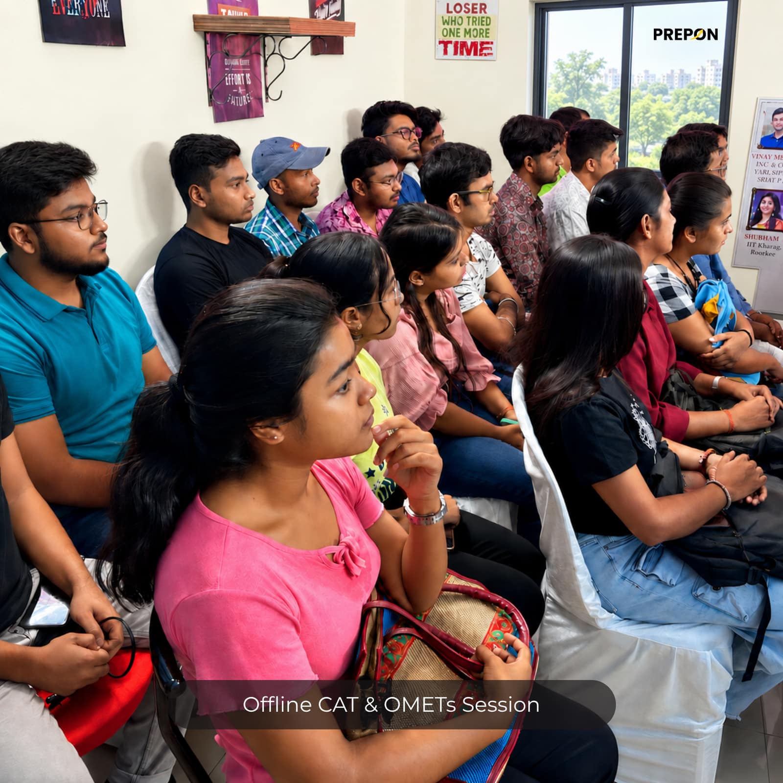 Students attending an offline PREPON classroom session for CAT & OMETs preparation